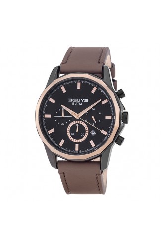 3G23005 Brown Leather Strap Watch