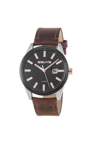 3G55002 Brown Leather Strap Watch
