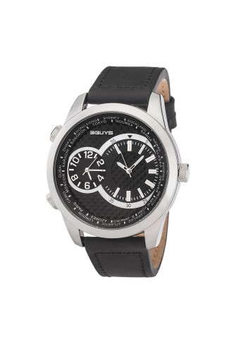 3G24902 Black Leather Strap Watch